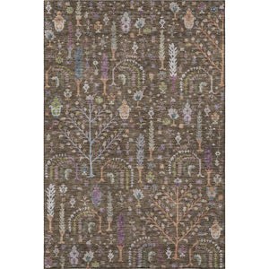 HomeRoots 10' Washable Floral Area Rug in Brown, Blue & Purple - UV Protected, Durable & Easy Care for Homes 686915