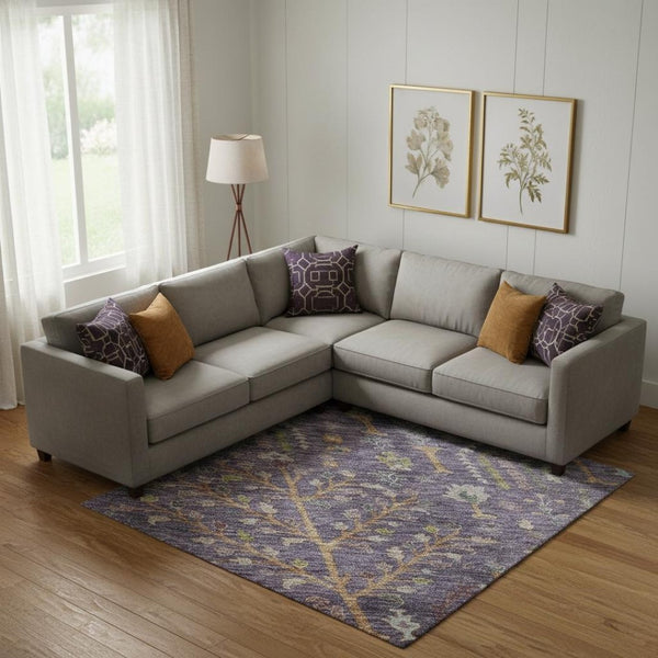 HomeRoots 10' X 14' Floral Washable Area Rug in Eggplant, Orange & Green – UV Resistant, Non-Slip, Durable Design 686921