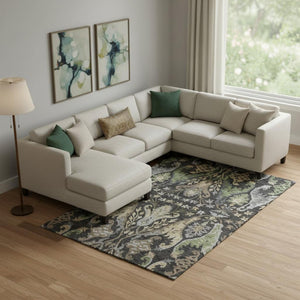 HomeRoots 9' X 12' Washable Floral Area Rug with UV Protection – Durable, Stain-Resistant, Perfect for High-Traffic Areas 686926
