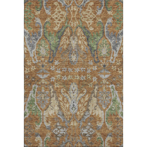 HomeRoots 10' X 14' Elegant Floral Washable Area Rug in Copper Gray & Olive Green with UV & Stain Protection 686933
