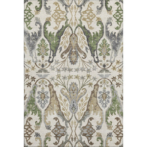 HomeRoots 5' Ivory Floral Area Rug - Washable, UV-Protected, Durable Design for Family Rooms & Dining Areas 686935