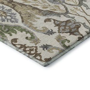 HomeRoots 5' Ivory Floral Area Rug - Washable, UV-Protected, Durable Design for Family Rooms & Dining Areas 686935