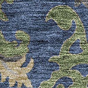 HomeRoots 5' X 8' Navy Blue, Olive Green & Brown Floral Area Rug - Washable, UV-Protected, Stylish Durability! 686941
