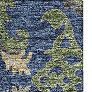 HomeRoots 8' X 10' Floral Washable Area Rug in Navy Blue, Olive Green & Brown - UV Protected & Stain Resistant 686943
