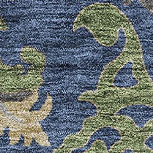 HomeRoots 9' X 12' Washable Floral Area Rug in Navy Blue, Olive Green & Brown - UV Protection & Stain Resistant 686944