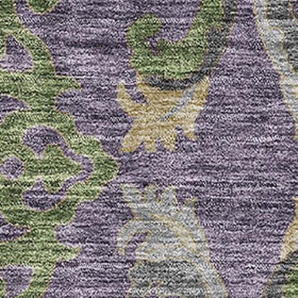 HomeRoots 5' X 8' Floral Area Rug in Purple, Gray & Olive - Durable, Stain-Resistant, UV-Protected Design! 686947