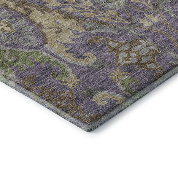 HomeRoots 8' X 10' Stylish Purple, Gray & Olive Floral Washable Area Rug - Durable, UV Protected & Kid-Friendly 686949