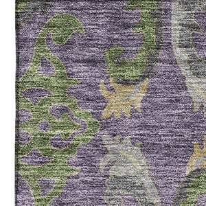 HomeRoots 8' X 10' Stylish Purple, Gray & Olive Floral Washable Area Rug - Durable, UV Protected & Kid-Friendly 686949