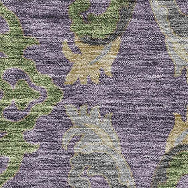 HomeRoots 9' X 12' Floral Washable Area Rug in Purple, Gray & Olive Green - UV Protection, Stain-Resistant Comfort 686950