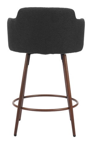 Kono Swivel Counter Stool - Set of 2 Black & Walnut 110375 Zuo Modern