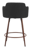 Kono Swivel Counter Stool - Set of 2 Black & Walnut 110375 Zuo Modern