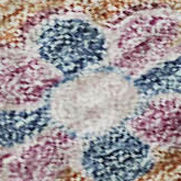 HomeRoots 9' X 12' Floral Washable Area Rug in Bright Orange, Teal & Pink - Stain Resistant & UV Protected! 686962