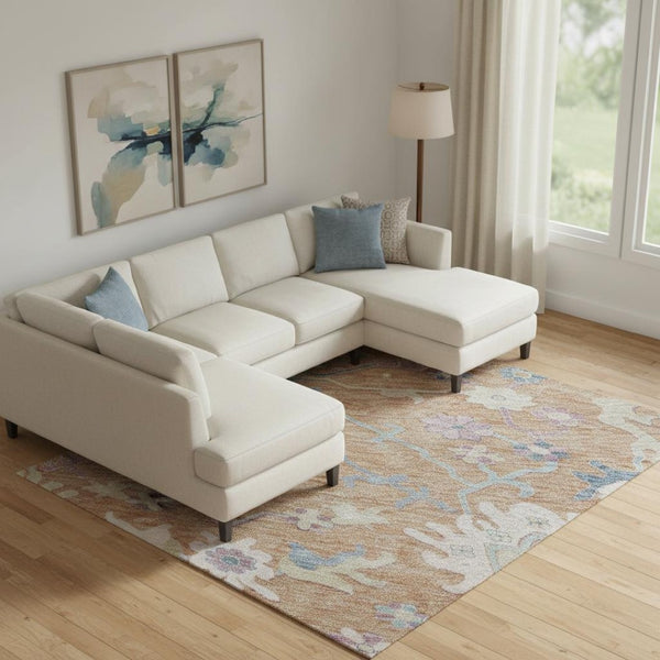 HomeRoots 10' Vibrant Orange Teal and Pink Floral Area Rug - Washable, UV-Protected, Ideal for Busy Homes 686963