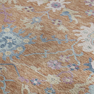 HomeRoots 10' Vibrant Orange Teal and Pink Floral Area Rug - Washable, UV-Protected, Ideal for Busy Homes 686963