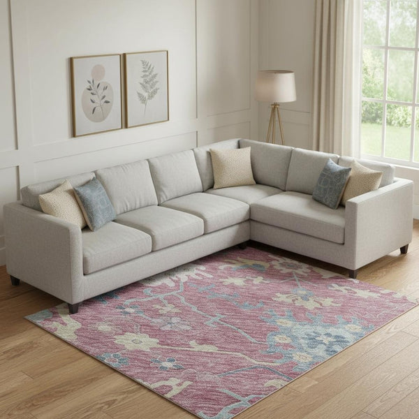 HomeRoots 9' X 12' Floral Washable Area Rug – Soft Polyester, Stain-Resistant, UV Protection for Family Spaces 686968