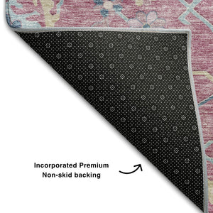 HomeRoots 9' X 12' Floral Washable Area Rug – Soft Polyester, Stain-Resistant, UV Protection for Family Spaces 686968