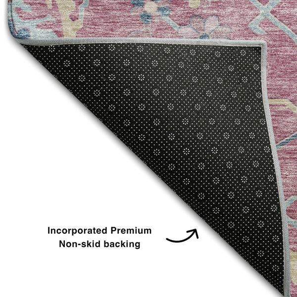 HomeRoots 9' X 12' Floral Washable Area Rug – Soft Polyester, Stain-Resistant, UV Protection for Family Spaces 686968