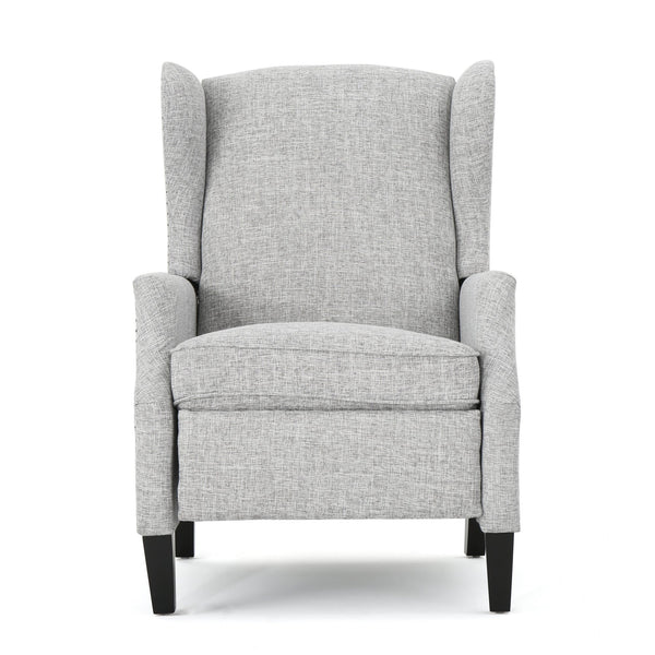 English Elm Christopher Knight Home® - Pushback Recliner Chair with Nailhead Trim and Wingback Design, Plush Fabric Comfort for Living Rooms LIGHT GREY 60760.00LGT