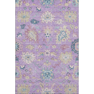 HomeRoots 10' X 14' Floral Area Rug in Purple, Teal & Gold - Washable, UV-Protected & Stain-Resistant Design 686975
