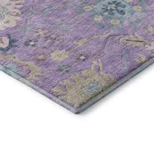 HomeRoots 10' X 14' Floral Area Rug in Purple, Teal & Gold - Washable, UV-Protected & Stain-Resistant Design 686975