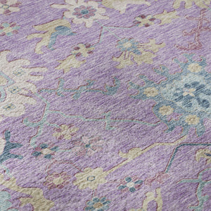HomeRoots 10' X 14' Floral Area Rug in Purple, Teal & Gold - Washable, UV-Protected & Stain-Resistant Design 686975