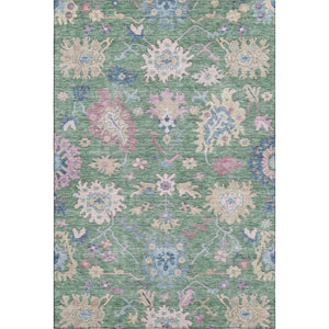 HomeRoots 5' X 8' Sage Beige & Blue Floral Area Rug - Washable, UV-Protected, Perfect for Kids & Pets! 686977