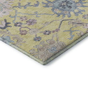 HomeRoots 10' X 14' Floral Washable Area Rug - Yellow, Blue & Blush with UV Protection for Stylish Spaces 686993