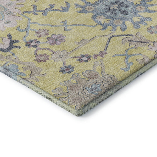 HomeRoots 10' X 14' Floral Washable Area Rug - Yellow, Blue & Blush with UV Protection for Stylish Spaces 686993