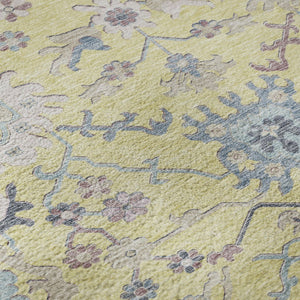 HomeRoots 10' X 14' Floral Washable Area Rug - Yellow, Blue & Blush with UV Protection for Stylish Spaces 686993