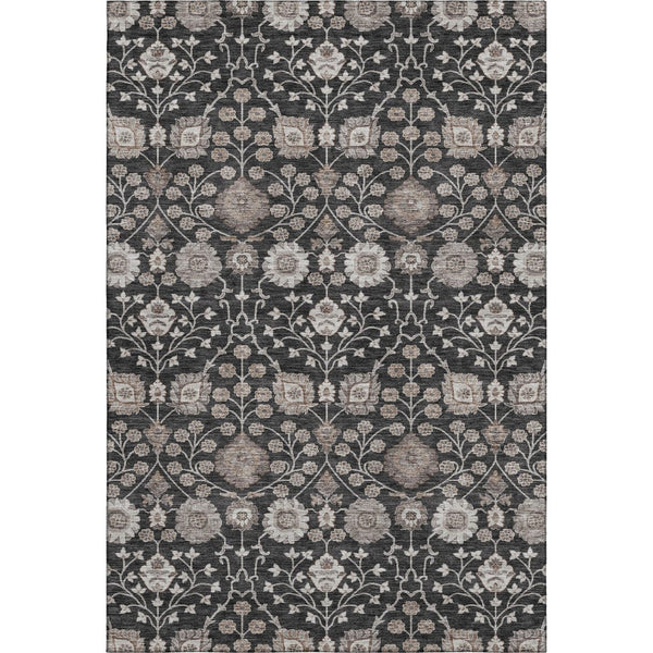 HomeRoots 8' X 10' Stylish Black Beige Brown Floral Area Rug - Durable, Stain Resistant & UV Protected Design 686997