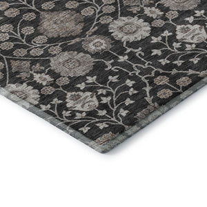 HomeRoots 8' X 10' Stylish Black Beige Brown Floral Area Rug - Durable, Stain Resistant & UV Protected Design 686997