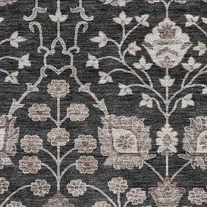 HomeRoots 8' X 10' Stylish Black Beige Brown Floral Area Rug - Durable, Stain Resistant & UV Protected Design 686997