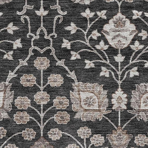 HomeRoots 8' X 10' Stylish Black Beige Brown Floral Area Rug - Durable, Stain Resistant & UV Protected Design 686997