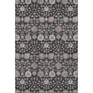HomeRoots 8' X 10' Stylish Black Beige Brown Floral Area Rug - Durable, Stain Resistant & UV Protected Design 686997
