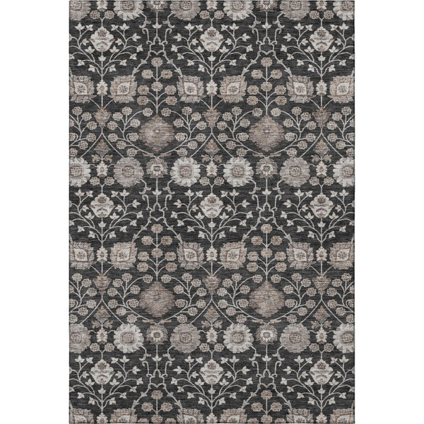 HomeRoots 8' X 10' Stylish Black Beige Brown Floral Area Rug - Durable, Stain Resistant & UV Protected Design 686997
