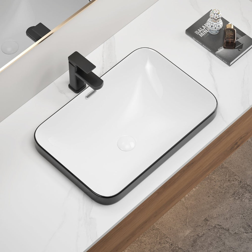 English Elm Ceramic Undermount Vanity Sink Glazed Porcelain Basin Flush Mount Minimalist Bath W3402P406917