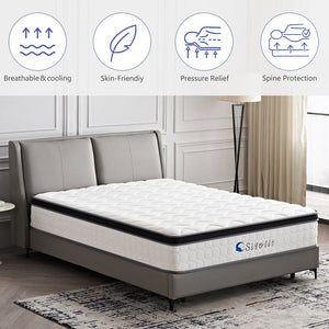 English Elm 12 Inch Queen Size Pocketed Coil Mattress - Medium Firm Support, Gel Memory Foam & Motion Isolation Comfort B347P405293