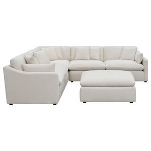 English Elm Greeley Six Piece Modular Sectional with Ottoman Feather Blend Cushions Track Arms B062S01555