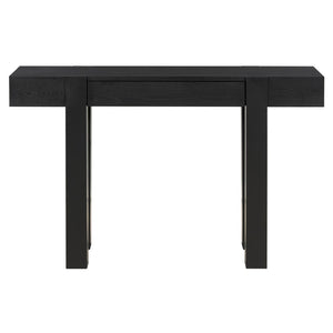 English Elm Trexm Ash Veneer Entryway Console Table Built in Power Outlet Drawer Rubberwood Black N715P361518B