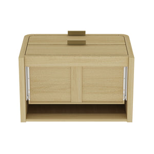 English Elm Grace 28" Nightstand Oak & Gold — Modern MDF Bedside Table with 2 Soft-Close Drawers, Glam Handles B365P398190