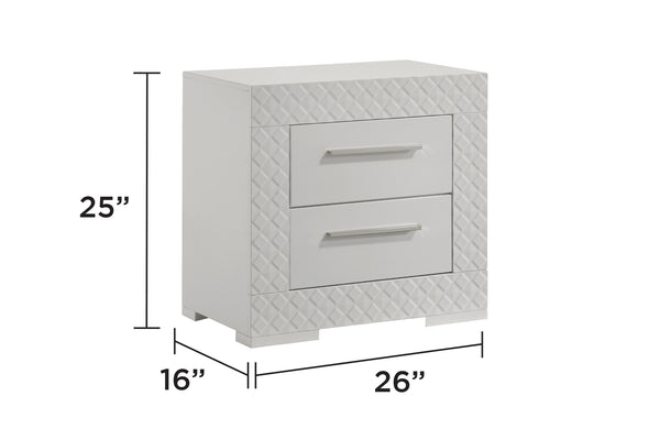 English Elm Blanca King 5-Piece Bedroom Set with LED Headboard, White Lacquer Finish, Quilted Accents & Storage B009S01392