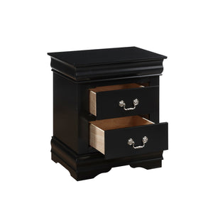 English Elm Solid Pine Nightstand with 2 Drawers and Brushed Nickel Hardware — Spacious Contemporary Storage Solution Black B016P253275