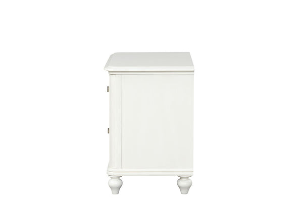 English Elm Coastal Antique White Nightstand Solid Rubberwood Two Drawers Dovetail Bedroom B2741P435892