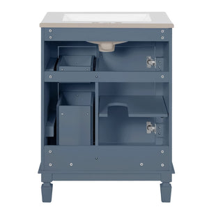 English Elm 24" French Inspired Bathroom Vanity with Ceramic Basin Soft Close Cabinet and 2 Drawers N710P318989C