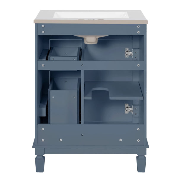English Elm 24" French Inspired Bathroom Vanity with Ceramic Basin Soft Close Cabinet and 2 Drawers N710P318989C