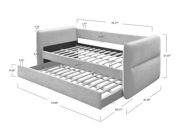 English Elm Luxurious Modern Daybed with Pull-Out Trundle, Button Tufted Upholstery and Nailhead Trim Comfort Elegance Gold 83 L x 13.25 W x 6.5 H B011S01717