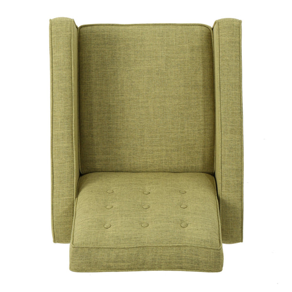 English Elm Christopher Knight Home® - Fabric Recliner Chair Mid-Century Modern Pushback Single Sofa with Tufted Cushion, Birch Legs, Cozy Comfort Green 60741.00MGRN
