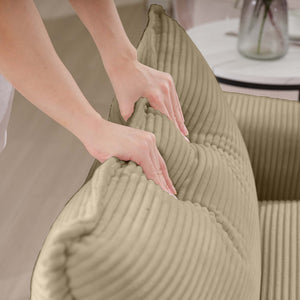 English Elm Modern Two-Piece Fabric Sofa Set - Stylish Tan Corduroy 2-Seater Design With Cloud-Like Comfort! W714S00792