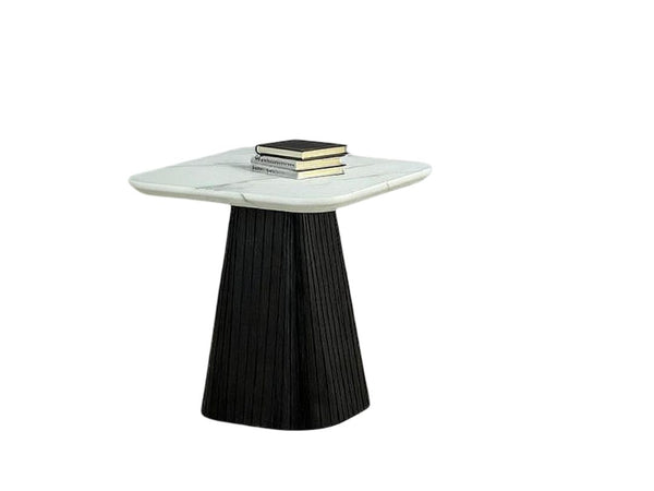 English Elm Contemporary 3-Piece Table Set: Square Coffee & End Tables With Faux Marble Top & Black Base Design B2741S00646
