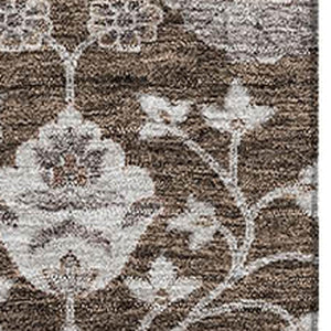 HomeRoots 5' X 8' Floral Area Rug in Chocolate, Beige & Gray - Washable, UV-Protected, Durable & Stylish Decor 687001